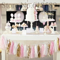 14 Inch ткани бумажная гирлянда DIY Свадебные украшения Новый год гирлянда 2018 вечерние Бумага цветок дни рождения вечерние украшения - изображение