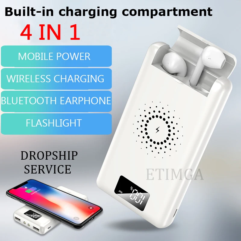 Беспроводное зарядное устройство ETIMGA Qi Bluetooth наушники внешний аккумулятор 6000 мАч