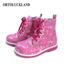 Baby girls shoes orthopedic shoes for kids toddler girls boots floral pu leather casual shoes with lace up zipper сандалии bos baby orthopedic shoes bos baby orthopedic shoes mp002xg00jc2