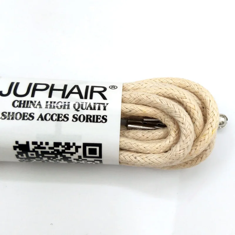 1-12 Pair Beeige High Quality Unise Laces Waxed Round Shoelaces Sneaker Solid Polyester Twisted Boots Shoes Metal Head Shoelaces