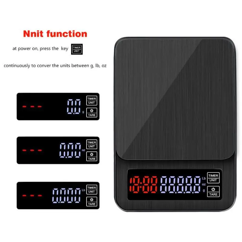 Weighing Scale Digital Electronic Scale with Timing USB Power Socket Jewelry Food Coffee Kitchen Scale Weight Balance Tools