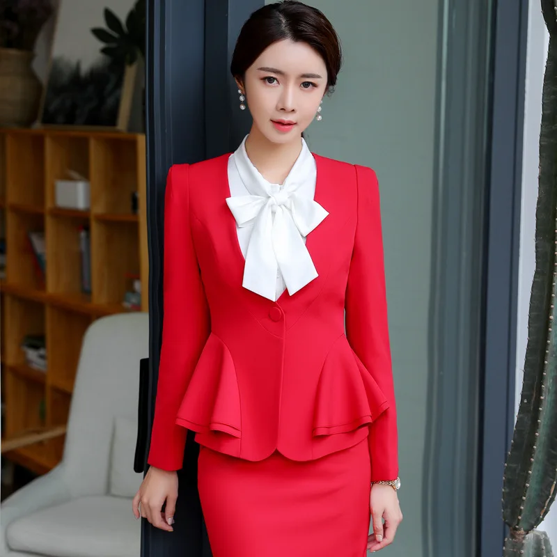 

Women's skirt suit women's self-cultivation temperament slim suit two-piece suit (jacket + skirt) women's business wear