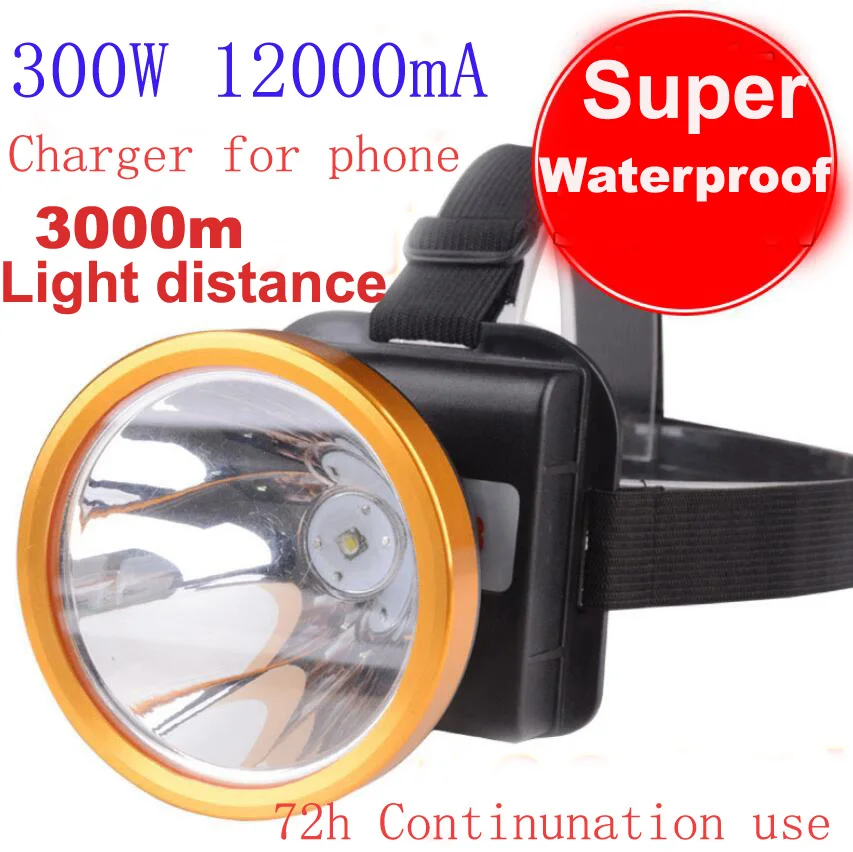 

KARRONG Built-in Battery 12000mAh Powerful Headlight Super Bright Head Lamp 3000m Range Rechargeable Headlamp Waterproof Dropshi