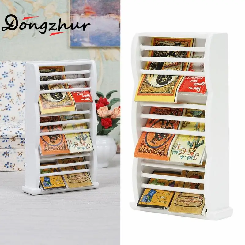 

Cute Mini White Bookshelf Dollhouse Miniatures 1:12 Accessories White Storage Cabinet For 1:12 Miniatures DIY Doll Book Houses