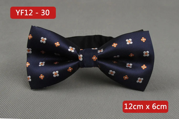 YISHLINE NEW Men's Bow Tie Gold Paisley Bowtie Business Wedding Bowknot Dot Blue And Black Bow Ties For Groom Party Accessories - Цвет: YF12-30