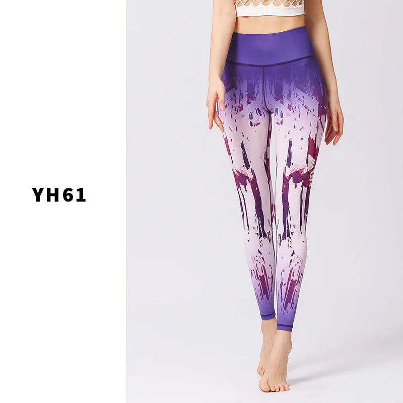 Леггинсы для фитнеса с принтом, высокая талия, женские штаны для йоги, эластичные спортивные Леггинсы, женские штаны для тренировок, Леггинсы для йоги, обтягивающие леггинсы для бега - Цвет: YH61