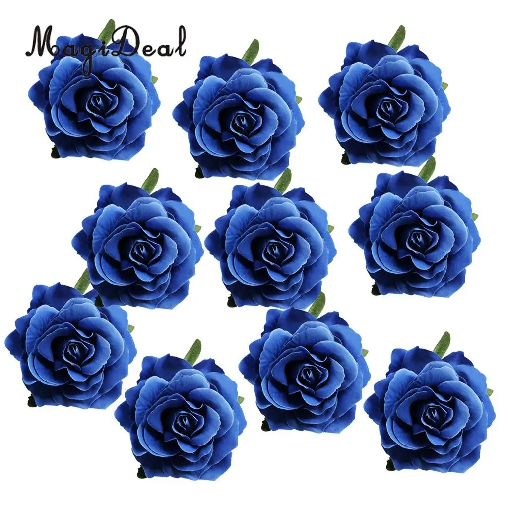 MagiDeal Beautiful 10Pcs Artificial Silk Rose Buds Flower Head DIY for Wedding Dress Enterpiece Embellishments Craft 10 Colors