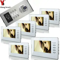 Yobang безопасности 6 единиц квартиры RFID камера доступа 7'Inch монитор проводной видео телефон двери дверной звонок спикерфон домофон системы