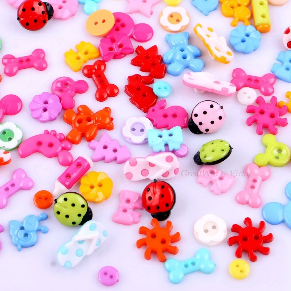 

Mixed Designs Sew On Buttons Star Bear Buttefly Sew On Beads Two Holes Kids Garment DIY Party Craft Accessories