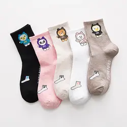 Рождественские носки Для женщин милый медведь Harajuku животный принт дизайн Повседневное Мультфильм экипажа осень-зима Kawaii Смешные Носки