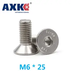 AXK 20 штук 304 Нержавеющая сталь потайной головкой плоской гексагональной болтов в течение первых M6 * 25 Din7991