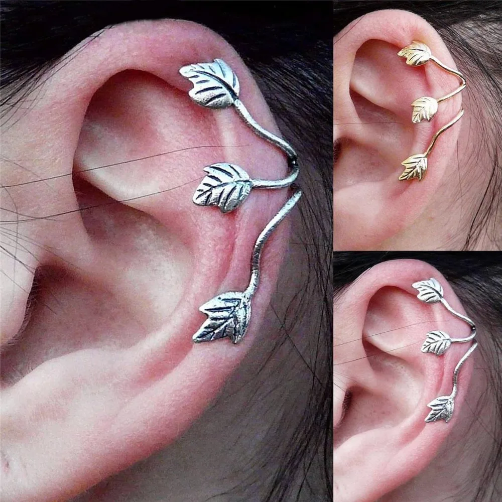 Non pierced ear clip romantic flower alloy ear cuff Clip Earrings Elves