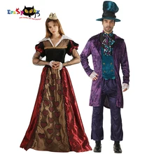Eraspooky костюм Алисы в стране чудес для взрослых, костюм для Хэллоуина, костюм для пары, костюм королевы сердец, женские карнавальные вечерние платья Mad Hatter