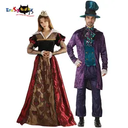 Eraspooky Алиса в стране чудес костюм для взрослых Хэллоуин пара queen of hearts для женщин Mad Шляпник карнавальное платье
