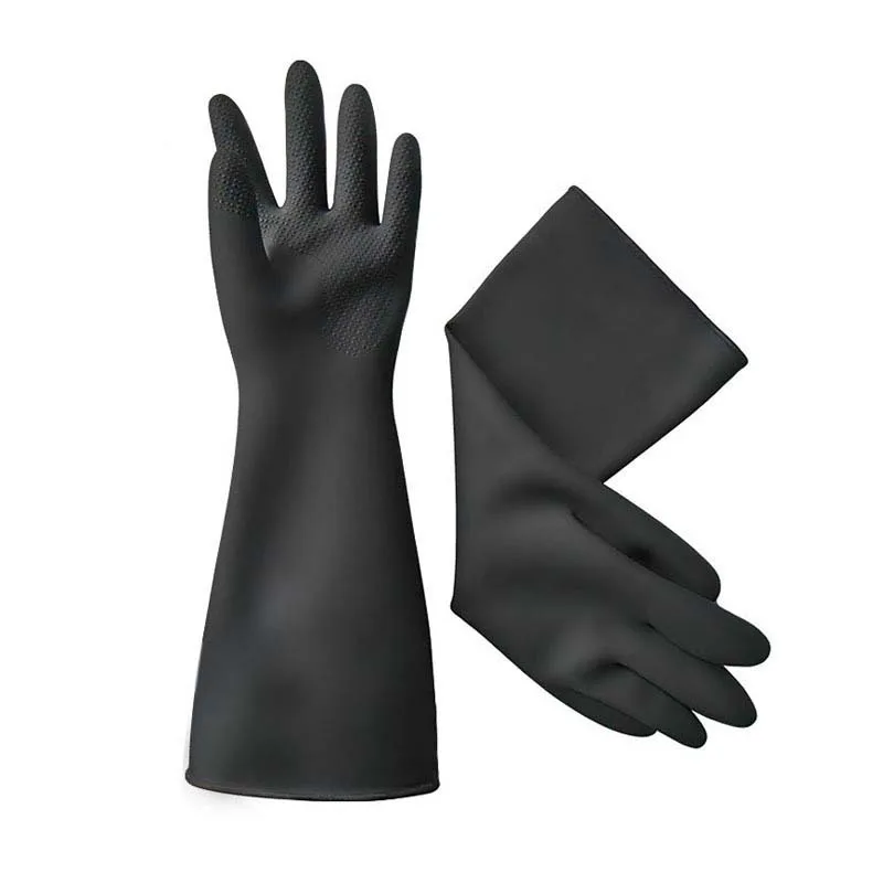 

Rolled protective latex gloves Thickened acid and alkali resistant rubber gloves Industrial chemical protective gloves