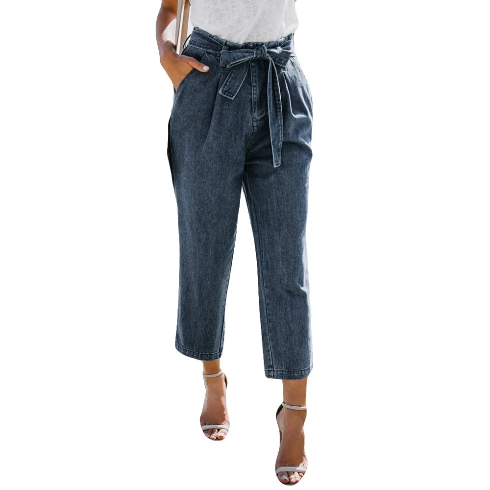 Джинсы бойфренда для женщин, высокая талия, свободные бандажные джинсы с дырками, джинсы стрейч, женские джинсы Mujer