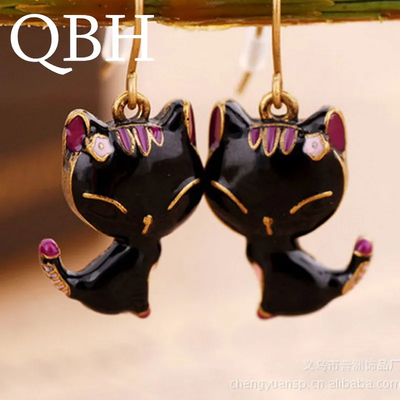 

EK182 Wholesale New Fashion Statement Smile Black Cat Drop Earrings for Women Girl Gift Jewelry Dangle Brincos bijoux Pendientes