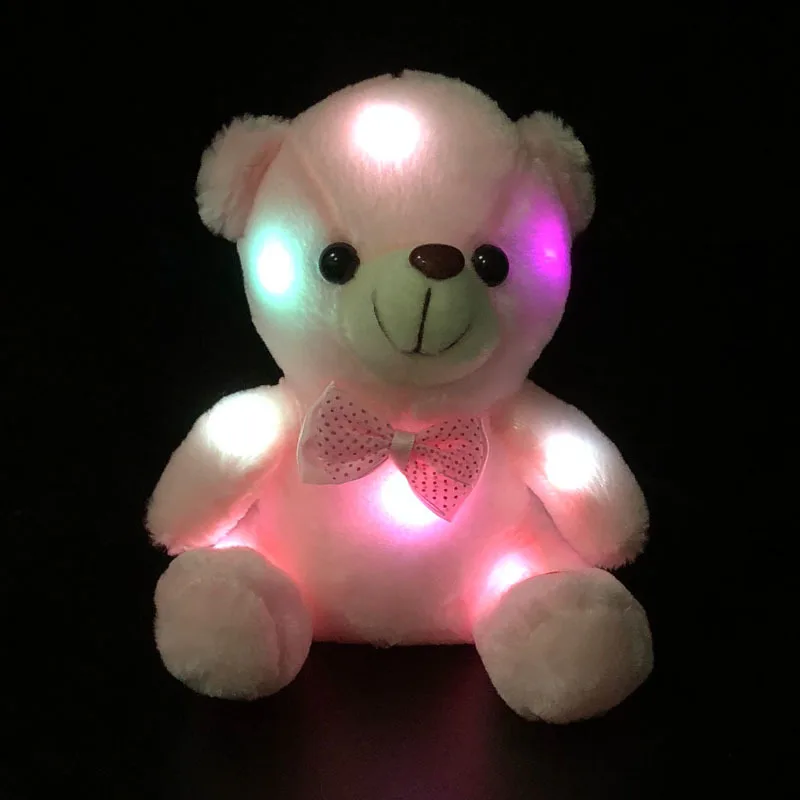 20 см Красочный светящийся яркий Kawaii Плюшевые Детские игрушки освещение мягкие животные медведь плюшевый медведь прекрасные подарки для детей - Цвет: Pink Luminous
