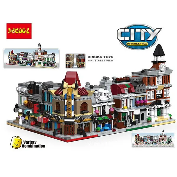 

Decool 1114-1119 Mini City Series View 6set/lot City Hall/Cinema/Pet Shop/Bank Building Block Brick Compatible With Legoings
