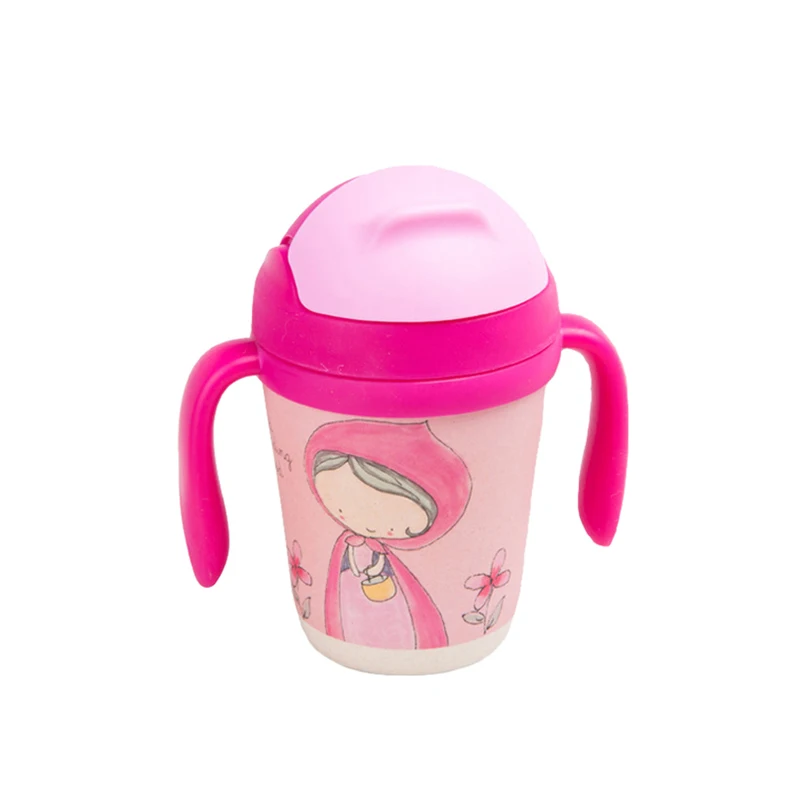 Baby Bamboo Fiber Training Cup Child Cute Handle Drink Kettle Toddler Soft Straw Bottle Infant Health Leak-Proof Drinking MY0034 (6)