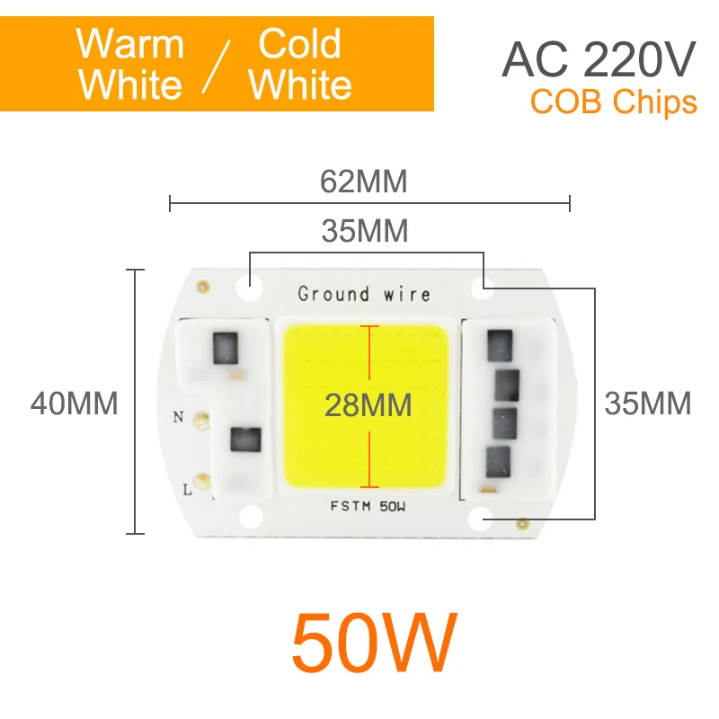 Kaguyahime 10 шт. светодиодный чип COB 220 В 20 Вт 30 Вт 50 Вт интегрированный чип замена DIY прожектор лампа без привода для прожектора лампа для выращивания - Испускаемый цвет: 10Pcs COB 50W