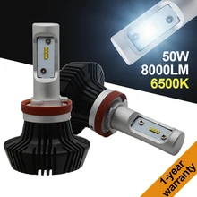 1 set 50W H8 H9 H11 LED Bulb 8000LM 6500K Cool White Replacement Car Fog Light Lamp 7th Headlight Daytime Running Light DRL