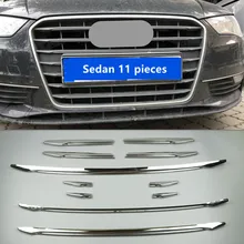 Przedni Grill ze stali nierdzewnej listwy dekoracyjne dla Audi A3 8V Sedan Sportback 2013-2017 środkowy Grill siatka pokrywa wykończenia naklejki na samochód