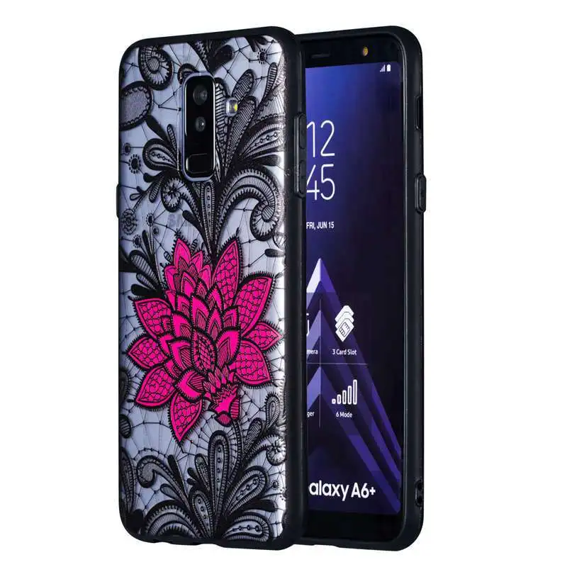 

Rose Patterned Case For Samsung Galaxy A6 A8 J4 J6 Plus A7 J8 2018 Cover Hard Plastic Phone Bag Case For Samsung J4 J6 Prime A6S