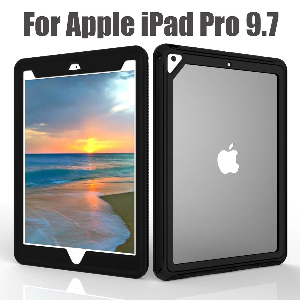 

For Apple iPad Pro 9.7 PC + TPU Armor Shockproof Protective with Transparent Back Cover Case for iPad A1673 / A1674 / A1675