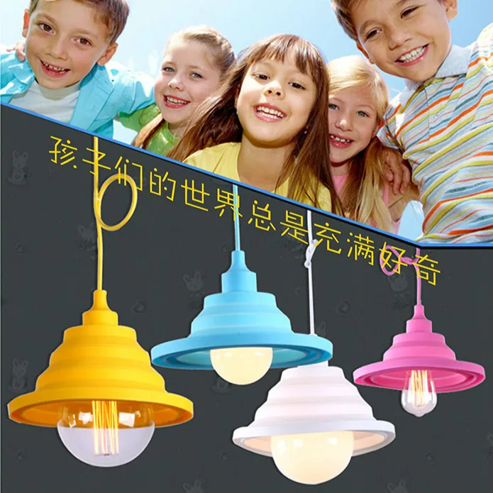 

Multi Color Colorful Hanging Lamp Bulb Hanging Lighting E27 Silicone Pendant Light PVC Cartoon DIY Children's Room Living Room