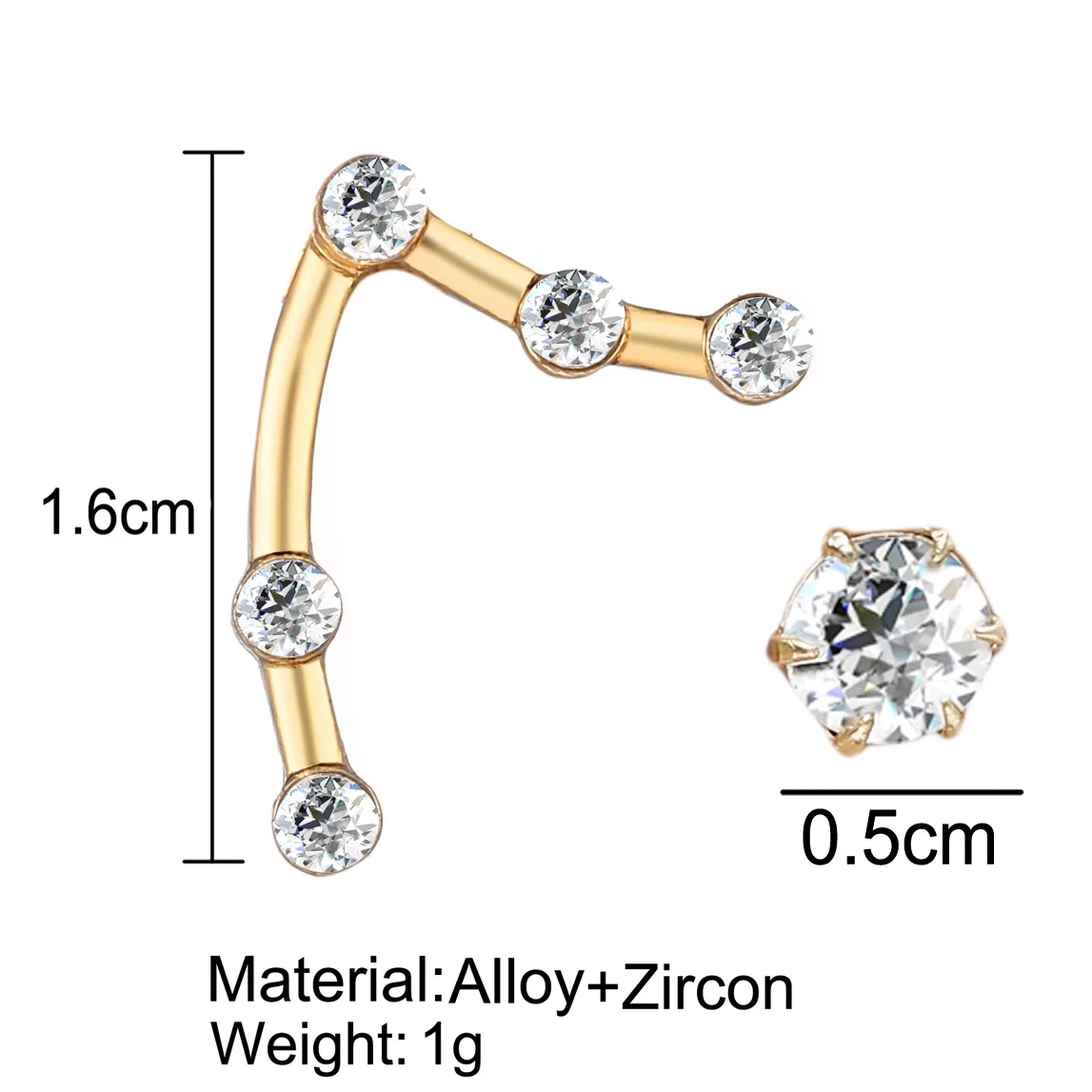 Oculosoak, новинка, созвездие, серьги гусеницы, минимальный Кристалл циркония, Зодиак, звезда, серьги-гвоздики, Женские Ювелирные изделия, подарки