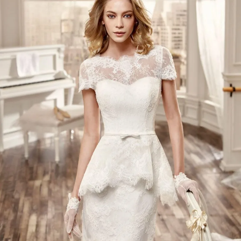 peplum wedding dress short