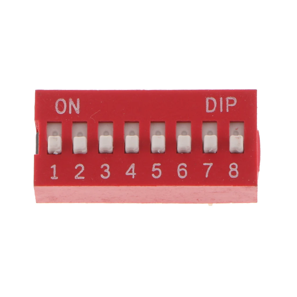 Baoblaze 10 Pieces Red 2.54mm Pitch 1 2 3 4 5 6 8 Position Way Slide Type DIP Switch