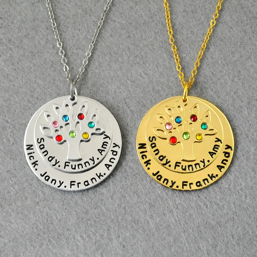 Personalized Necklace 925 Silver Engraved Family Tree Necklace 3 