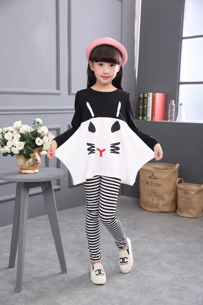 Yeedison Cartoon Children Clothing Set Cute Girls Clothes Sets 2018 Kids Long Sleeve T-shirt Striped Pants 2Pcs Girl Outfit Suit (5)