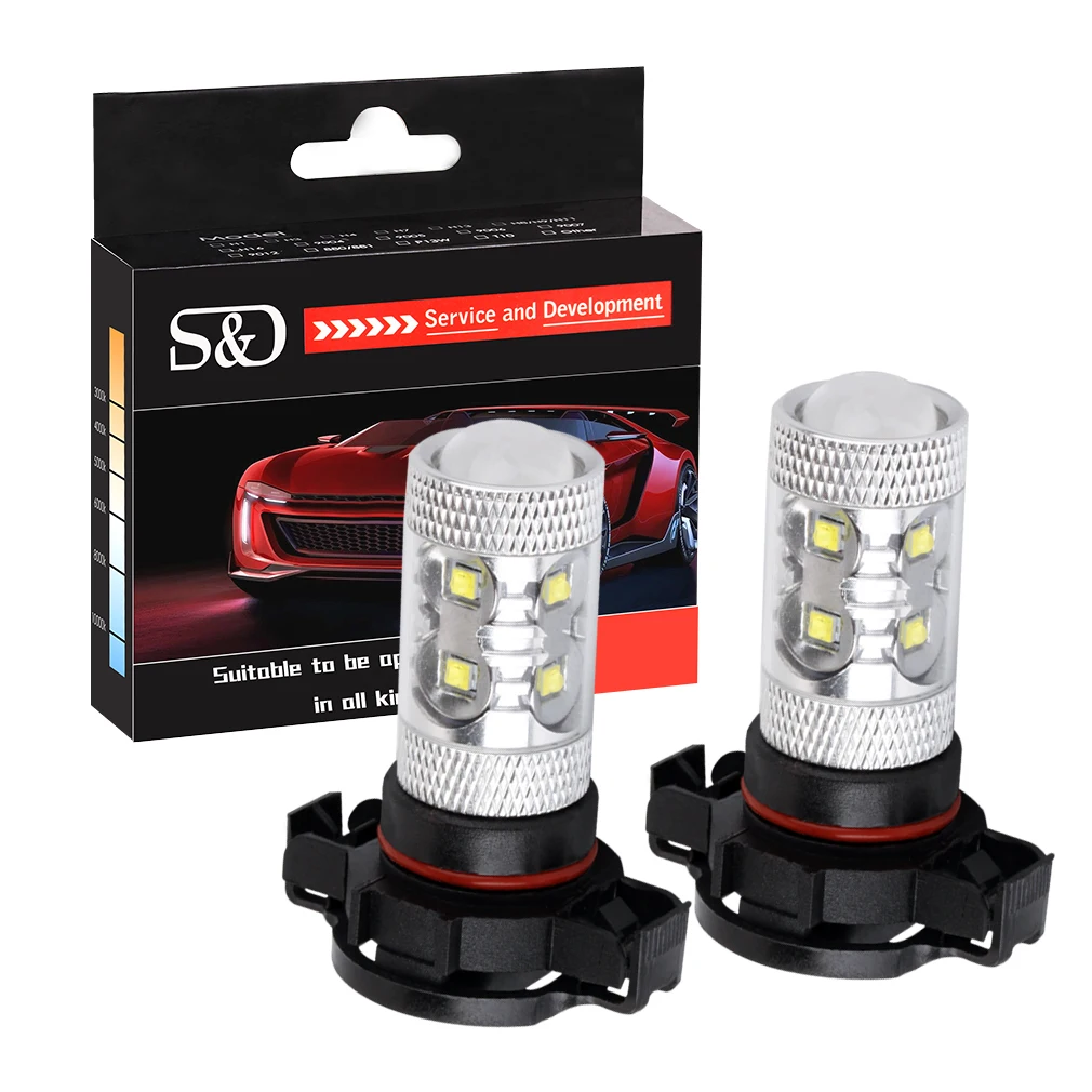 2pcs H16 LED Bulbs Driving Lamp 12 LED White Car Fog Head Bulb Parking