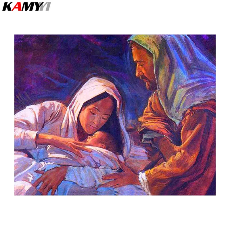 

crystal Jesus was born 5d diy diamond painting cross stitch Religious figures diamond embroidery square Diamond mosaic resin