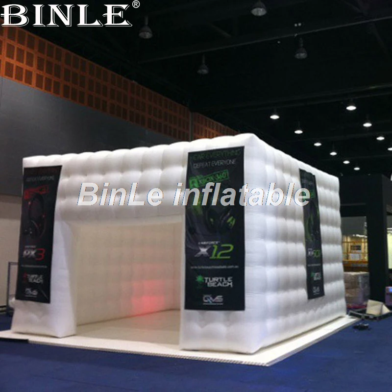 Hot sale white inflatable cube tent for exhibition inflatable LED photo booth tent price
