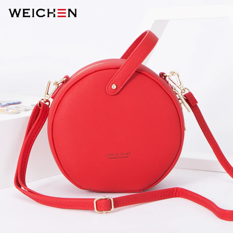 Goede WEICHEN Circulaire Ontwerp Vrouwen Schoudertas Lederen Kleine Crossbody Messenger Tassen Voor Dames Ronde Vrouwelijke Handtas Bolsa