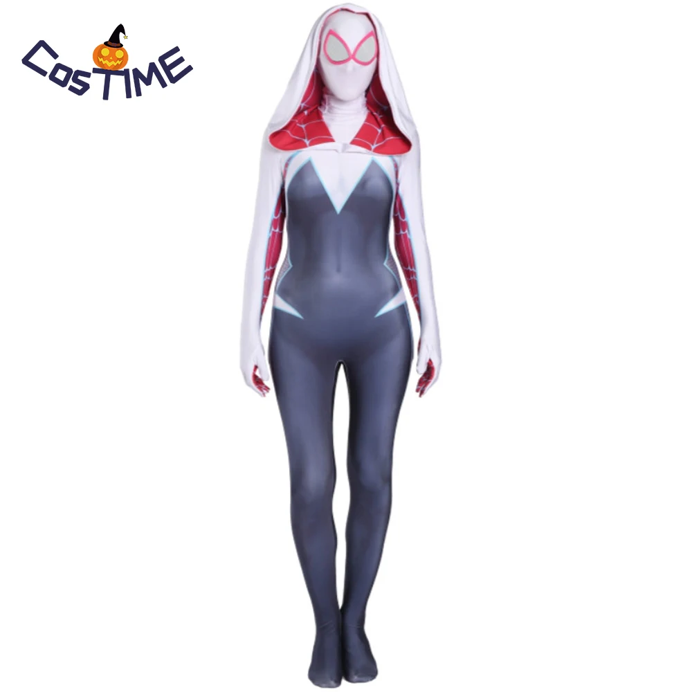 Unisex Spider Lycra Spandex Gwen Cosplay Costumes Halloween Gwen Suit Adults//Kids 3D Style