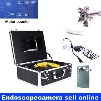 

50m Fiber Glass Cable Waterproof Industrial Sewer Pipe Pipeline Inspection Underwater Camera 12Pcs Leds with Meter counter