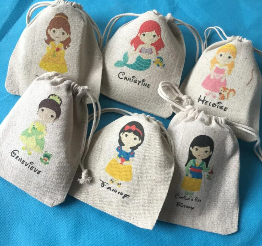 Персонализировать любой мультфильм принц день рождения любимые пакеты Принцесса Вечерние-дети любимые пакеты-заказной Подарочный мешочек
