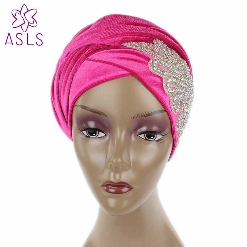 Новая мода великолепный украшенный очень длинный бархатный Тюрбан Хиджаб платок на голову тюрбан для обертывания для женщин