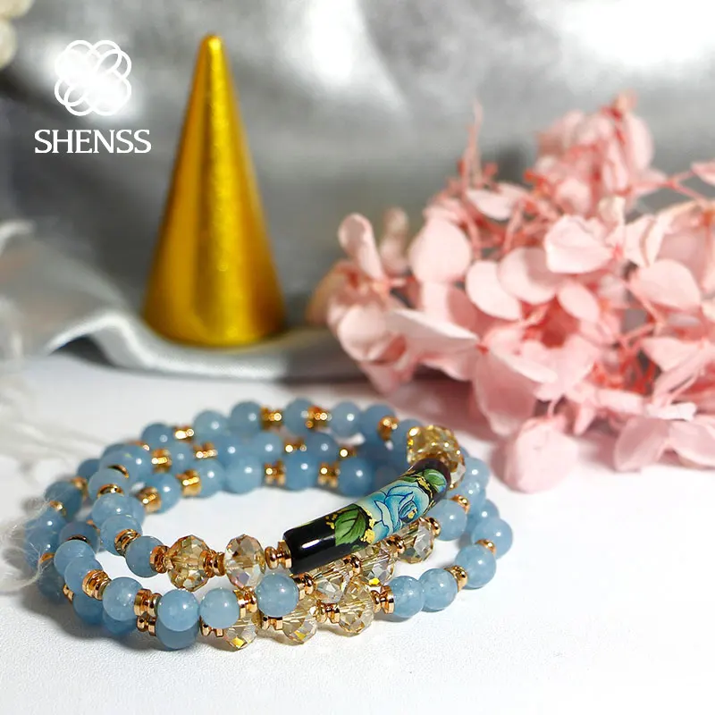 

SHENSS Original Natural Crystal Bracelet Only Multi-layer Elastic Bracelet For Women Girls SC0029