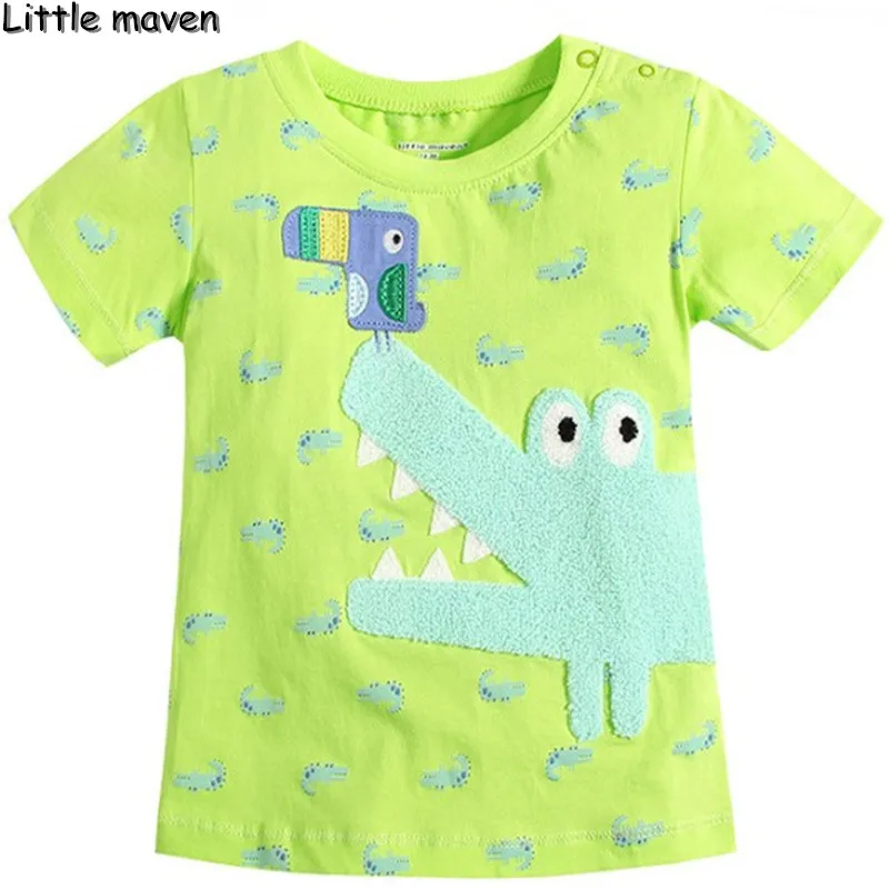 

Little maven kids brand clothing 2016 new summer fashion baby boys clothes t shirt Cotton crocodile embroidered brand tops L059