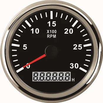 

85mm Car Boat Tacho Sensor Marine Tacho Meter with LCD Hourmeter 3000 4000 6000 8000 RPM Boat Tachometer 12V/24V Red Backlight