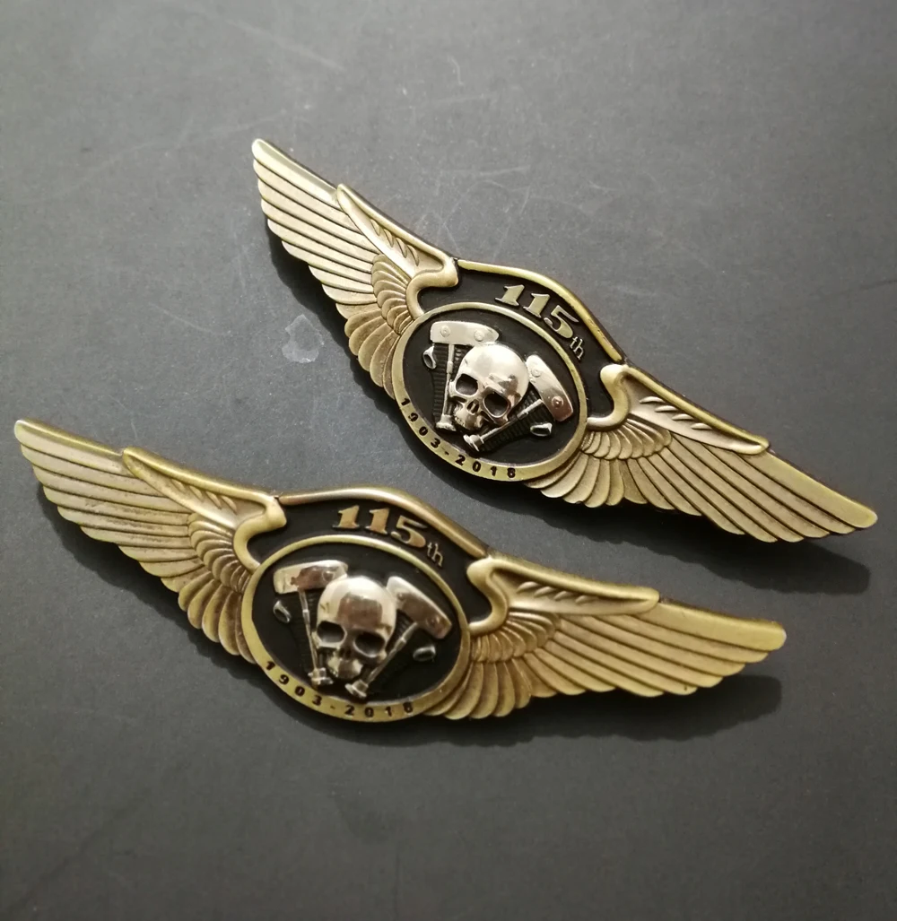 NEWEST MOTORCYCLE SKULL WINGS PINS BADGES BROOCHES FOR BIKER JACKET