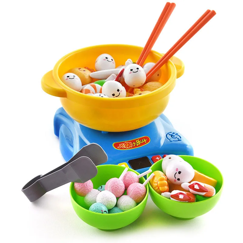 

New Simulation Children's Play House Kitchen Toy Clips Clip Music Electric Hot Pot Toys Puzzle Life Education Play House Toy