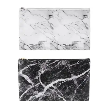 

23x13cm Marble Pattern Pencil Pen Case Bag Cosmetic Makeup Zipper Storage Bag Purse
