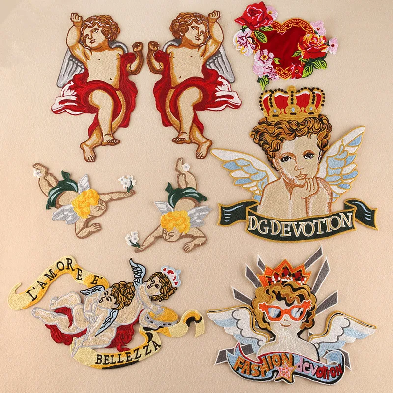 

New 1pc Cute Angel Patch Iron On Transfers For Clothing T-shirt Heat Transfers For Clothes Stickers Heat Press Applique Cupid